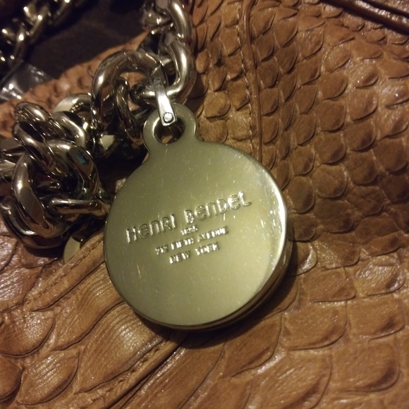 Henri Bendel Large Bag  chain detail double on straps Milliner Shopper Snake - Picture 10 of 11